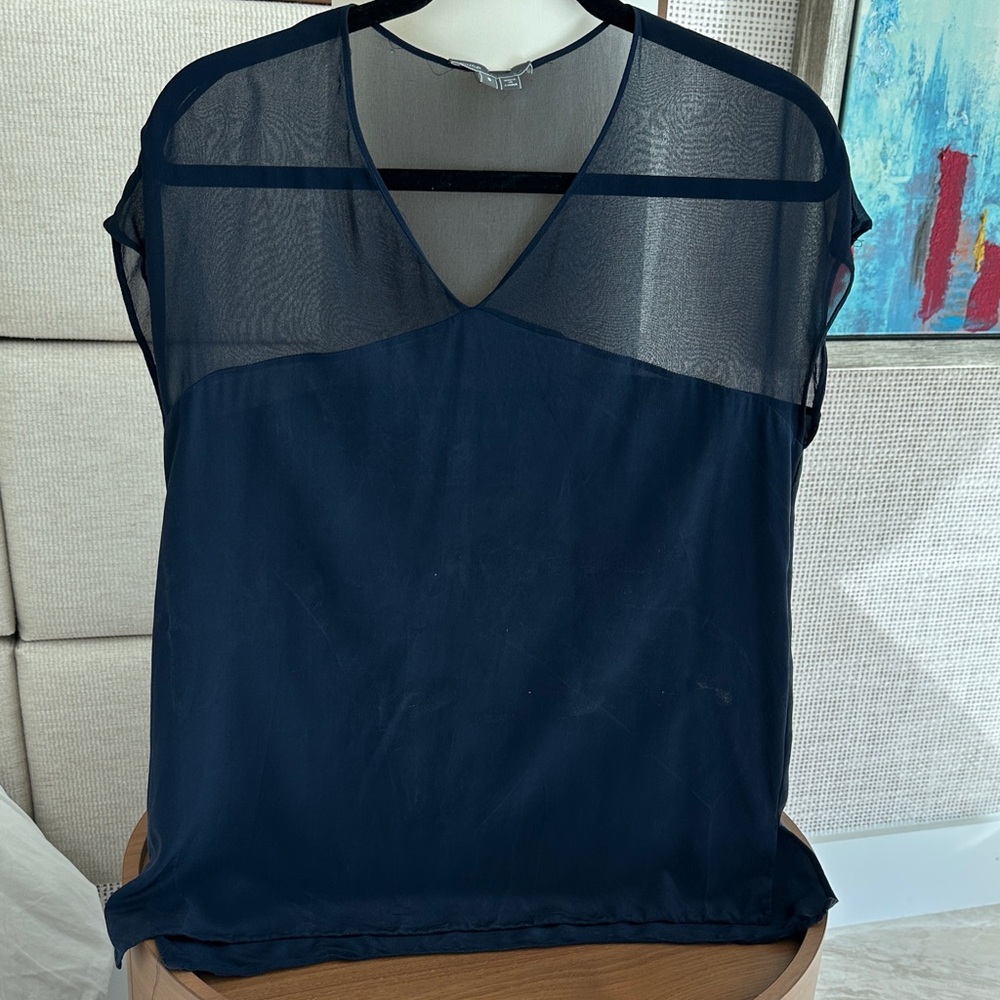Vince Navy Sheer Blouse